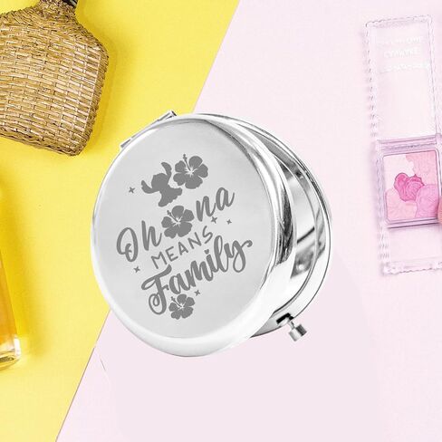 KEYCHIN Funny Cartoon Movie Pocket Mirror Hawaiian Trip Inspired Gifts Ohana Means Family Compact Mirror for Women Girls Teenagers (Oha-na Means Family-RG) in Kuwait