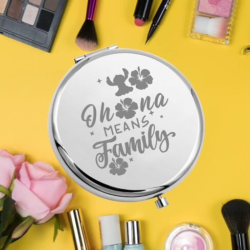 KEYCHIN Funny Cartoon Movie Pocket Mirror Hawaiian Trip Inspired Gifts Ohana Means Family Compact Mirror for Women Girls Teenagers (Oha-na Means Family-RG) in Kuwait