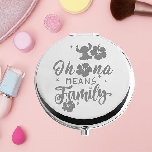 KEYCHIN Funny Cartoon Movie Pocket Mirror Hawaiian Trip Inspired Gifts Ohana Means Family Compact Mirror for Women Girls Teenagers (Oha-na Means Family-RG) in Kuwait