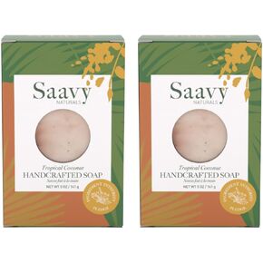 Saavy Naturals Handmade Body Soap Bars, Bulgarian Rose, Moisturizing for Women, Organic Vegan Formula, Creamy Lather with No Residue - 5 Oz, 2 Pack