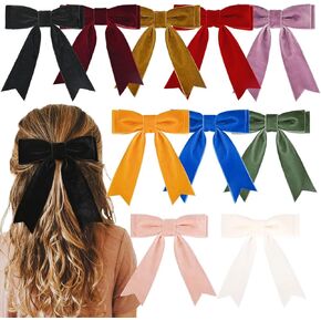 10Pcs 5" Velvet Hair Bows Girls Hair Clips Ponytail Holder Accessories for Women Girls Toddlers