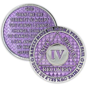 4 Year Sobriety Coin | Legacy AA Chip | Thick Triplate Recovery Anniversary Token (Aqua)