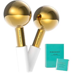 Stainless Steel Ice Globes for Facials (Gold), Durable Cryo Globes Instantly Reduce Puffiness, Tighten Pores and Sinus Relief, Face Globes for Facial Massages and Daily Beauty Routines