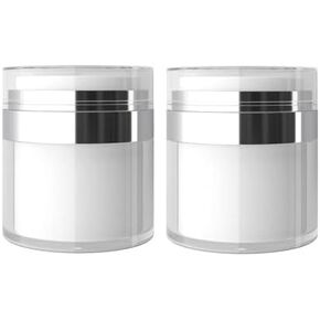 زجاجات توزيع برطمانات مضخة صغيرة بدون هواء من KEAIYYJ، حاوية مرطب للأسفل بحجم مناسب للسفر، حاويات مستحضرات تجميل فارغة قابلة لإعادة الملء لكريم الوجه للعناية بالبشرة، 50 مل/1.7 أونصة، عبوتان in Kuwait