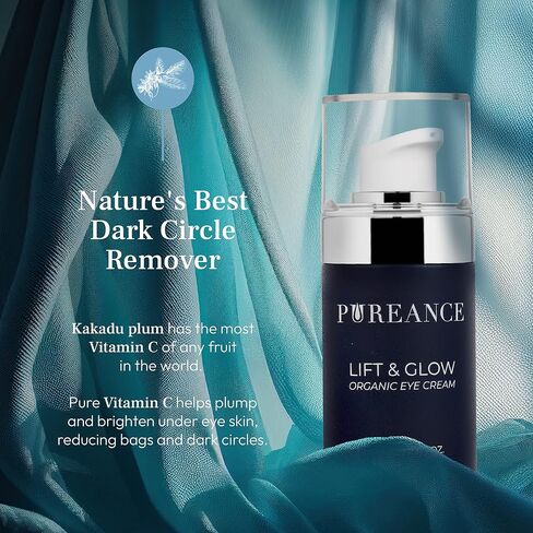 PUREANCE Organic Eye Cream for Dark Circles and Puffiness for Menopausal Skin I Anti Aging Eye Cream for Women with Kakadu Plum I Reduces Dark Circles and Under Eye Bags 0.5 Fl Oz in Saudi Arabia
