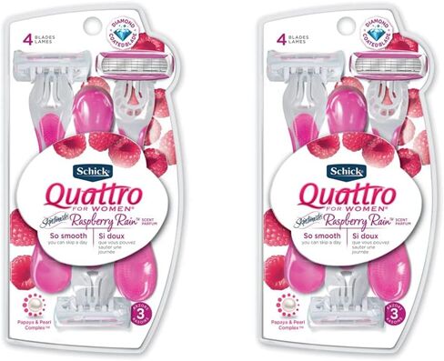 ماكينة حلاقة شيك كواترو للنساء للاستعمال مرة واحدة مع مقبض معطر بتوت العليق، عدد 3 in Kuwait