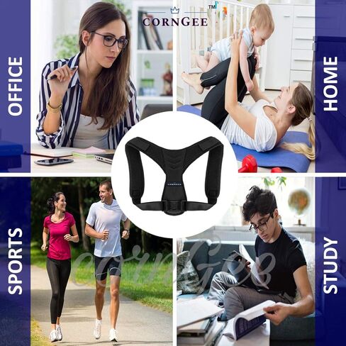 cornGee FDA Registered Posture Corrector for Women Men, Back Posture Corrector Women Men, Unique Design Spine and Back Support, Comfortable Posture Trainer, Adjustable Back Straightener, Posture Corrector Upper Back Brace, Back Brace for Posture Correctio in Kuwait
