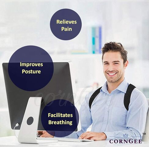 cornGee FDA Registered Posture Corrector for Women Men, Back Posture Corrector Women Men, Unique Design Spine and Back Support, Comfortable Posture Trainer, Adjustable Back Straightener, Posture Corrector Upper Back Brace, Back Brace for Posture Correctio in Kuwait