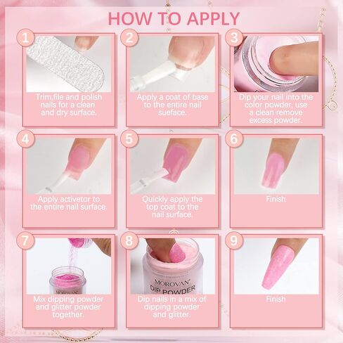 مجموعة مسحوق غمس الأظافر من موروفان - بودرة غمس 3 ألوان 1 أونصة 30 جرام مجموعة مسحوق غمس الأظافر الاحترافية مع طبقة علوية وطبقة أساسية مجموعة مسحوق غمس الأظافر للمبتدئين في فن الأظافر الفرنسي في المنزل in Kuwait