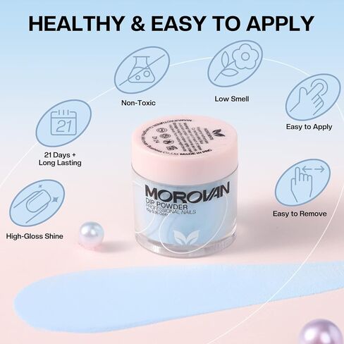 موروفان مجموعة مسحوق غمس الاظافر - مجموعة مسحوق غمس الاظافر للمبتدئين من 8 الوان مع مصباح اظافر 6 واط و100 قطعة من اطراف الاظافر الاساسية والطبقة العلوية المنشطة مجموعة مسحوق الاظافر الفرنسي اللامع in Kuwait