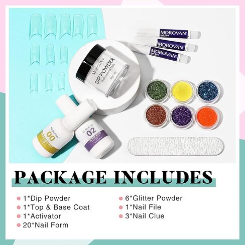 مجموعة مسحوق غمس للأظافر 12 قطعة - مجموعة مسحوق غمس أبيض 30 جرام مع 6 ألوان قاعدة لامعة لطبقة علوية منشطة لأطراف الأظافر مجموعة مسحوق غمس للأظافر الفرنسية، مجموعة مسحوق غمس الأظافر لصالونات التجميل in Kuwait