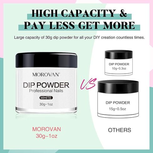 مجموعة مسحوق غمس للأظافر 12 قطعة - مجموعة مسحوق غمس أبيض 30 جرام مع 6 ألوان قاعدة لامعة لطبقة علوية منشطة لأطراف الأظافر مجموعة مسحوق غمس للأظافر الفرنسية، مجموعة مسحوق غمس الأظافر لصالونات التجميل in Kuwait