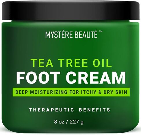 كريم القدم بزيت شجرة الشاي من ميستير بيوتي، كريم زيت شجرة الشاي للرياضيين للأقدام مع السيراميد ومستخلص الشاي الأخضر والبابونج - يرطب وينعم ويرطب الأقدام الجافة والمتشققة المتهيجة، كريم القدم مع زيت شجرة الشاي للأقدام الجافة والكعب ومسامير القدم - 236 مل in Kuwait
