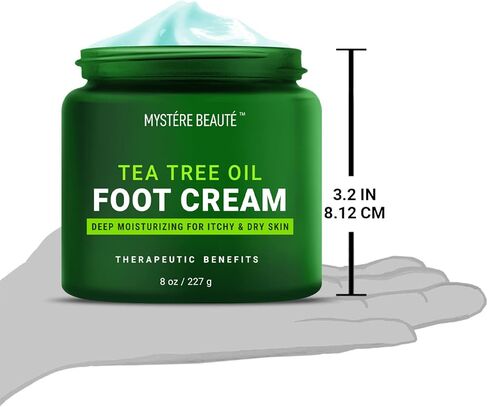 كريم القدم بزيت شجرة الشاي من ميستير بيوتي، كريم زيت شجرة الشاي للرياضيين للأقدام مع السيراميد ومستخلص الشاي الأخضر والبابونج - يرطب وينعم ويرطب الأقدام الجافة والمتشققة المتهيجة، كريم القدم مع زيت شجرة الشاي للأقدام الجافة والكعب ومسامير القدم - 236 مل in Kuwait