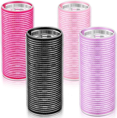 4 Pieces Hair Rollers Self Grip Roller Bangs Aluminium Core Curler Roller Hairdressing Curler for Long Hair Bang Roller Women Hairstyle (Light Pink, 4.7 x 2 Inch) in Kuwait