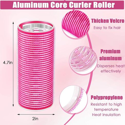 4 Pieces Hair Rollers Self Grip Roller Bangs Aluminium Core Curler Roller Hairdressing Curler for Long Hair Bang Roller Women Hairstyle (Light Pink, 4.7 x 2 Inch) in Kuwait
