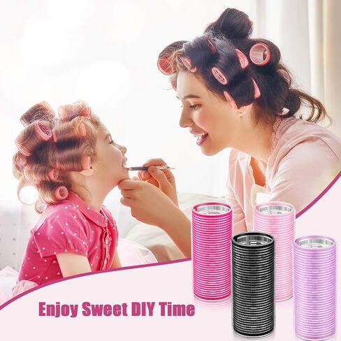4 Pieces Hair Rollers Self Grip Roller Bangs Aluminium Core Curler Roller Hairdressing Curler for Long Hair Bang Roller Women Hairstyle (Light Pink, 4.7 x 2 Inch) in Kuwait