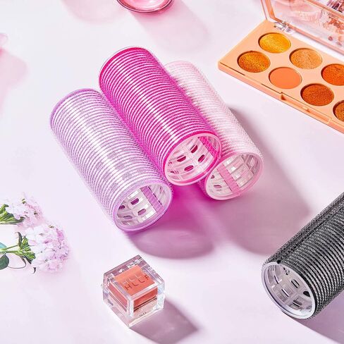 4 Pieces Hair Rollers Self Grip Roller Bangs Aluminium Core Curler Roller Hairdressing Curler for Long Hair Bang Roller Women Hairstyle (Light Pink, 4.7 x 2 Inch) in Kuwait