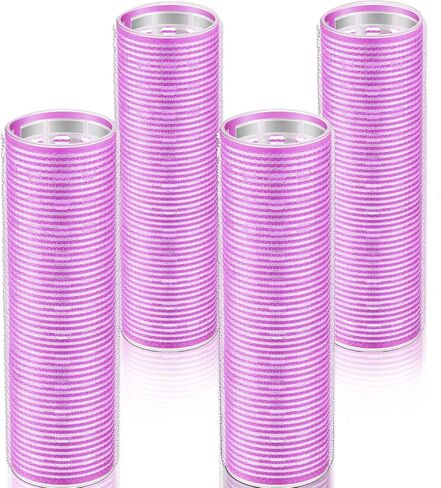 4 Pieces Hair Rollers Self Grip Roller Bangs Aluminium Core Curler Roller Hairdressing Curler for Long Hair Bang Roller Women Hairstyle (Light Pink, 4.7 x 2 Inch) in Kuwait