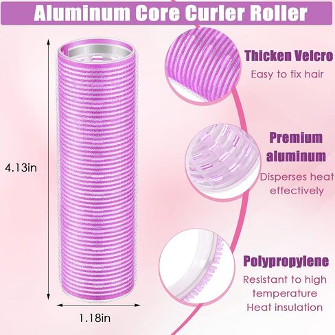 4 Pieces Hair Rollers Self Grip Roller Bangs Aluminium Core Curler Roller Hairdressing Curler for Long Hair Bang Roller Women Hairstyle (Light Pink, 4.7 x 2 Inch) in Kuwait