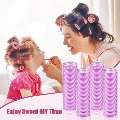 4 Pieces Hair Rollers Self Grip Roller Bangs Aluminium Core Curler Roller Hairdressing Curler for Long Hair Bang Roller Women Hairstyle (Light Pink, 4.7 x 2 Inch) in Kuwait