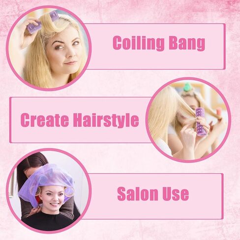 4 Pieces Hair Rollers Self Grip Roller Bangs Aluminium Core Curler Roller Hairdressing Curler for Long Hair Bang Roller Women Hairstyle (Light Pink, 4.7 x 2 Inch) in Kuwait