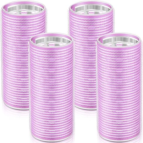 4 Pieces Hair Rollers Self Grip Roller Bangs Aluminium Core Curler Roller Hairdressing Curler for Long Hair Bang Roller Women Hairstyle (Light Pink, 4.7 x 2 Inch) in Kuwait