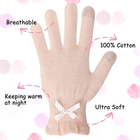 قفازات ترطيب Evridwear للأطفال، زوجان صغيران جدًا من القفازات القطنية مع أصابع تعمل باللمس لأكزيما الأيدي الجافة، والمنتجعات الصحية، والعناية باليدين، وعلاج البشرة ليلًا ونهارًا، وسوار معصم (وردي رقيق) in Saudi Arabia