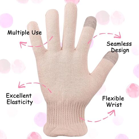 قفازات ترطيب Evridwear للأطفال، زوجان صغيران جدًا من القفازات القطنية مع أصابع تعمل باللمس لأكزيما الأيدي الجافة، والمنتجعات الصحية، والعناية باليدين، وعلاج البشرة ليلًا ونهارًا، وسوار معصم (وردي رقيق) in Saudi Arabia