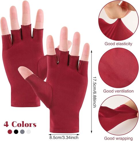 4 Pairs Anti UV Gloves for Nail Lamp Light Manicure Gloves UV Light for Gel Nails, Hand UV Protection Fingerless Gloves for Nail UV lamp in Saudi Arabia