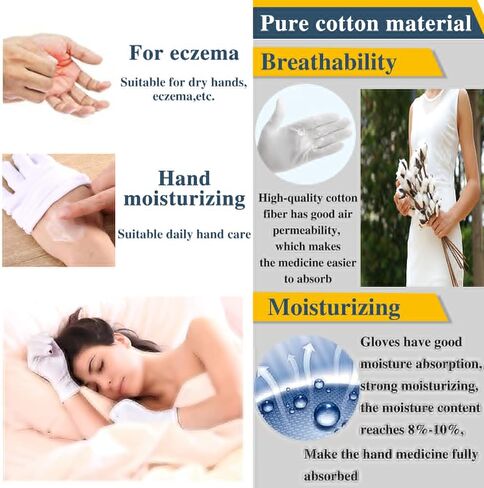 24Pcs White Cotton Gloves for Dry Hands Kids Eczema Gloves Overnight Moisturizing Gloves for Women Cosmetic in Saudi Arabia