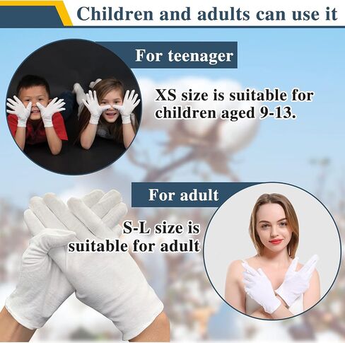 24Pcs White Cotton Gloves for Dry Hands Kids Eczema Gloves Overnight Moisturizing Gloves for Women Cosmetic in Saudi Arabia