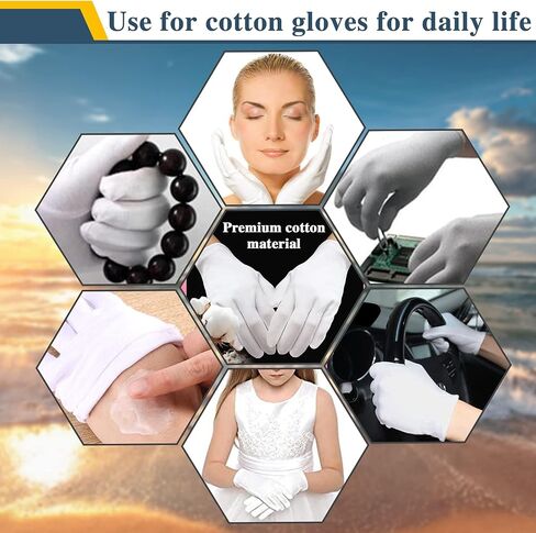 24Pcs White Cotton Gloves for Dry Hands Kids Eczema Gloves Overnight Moisturizing Gloves for Women Cosmetic in Saudi Arabia