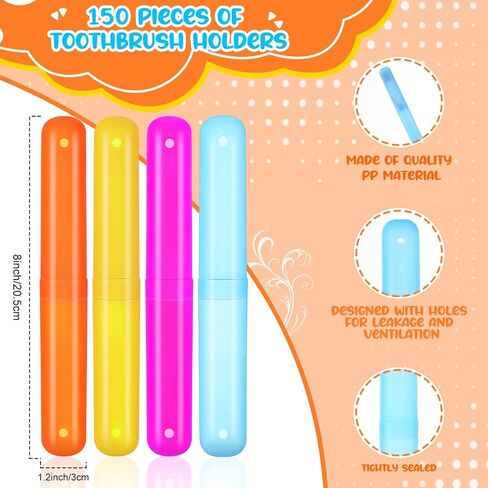 Lallisa 150 Pieces Travel Toothbrush Case Holder Bulk Portable Plastic Dust Proof Breathable Toothbrush Holder for Travel Indoor Outdoor Travel Trip Home Camping School in Kuwait