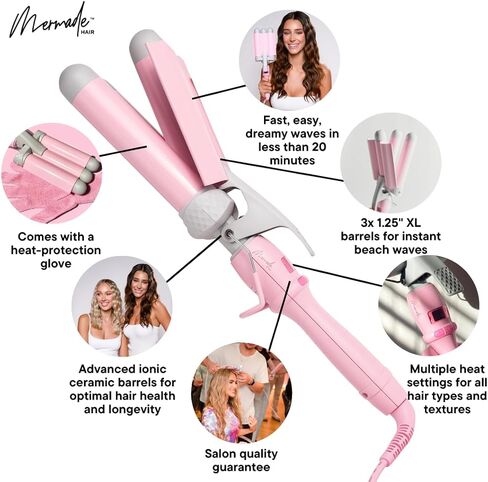 Mermade Hair | 0.9" Cutie Pro Waver | Three Barrel Curling Iron for Beach Waves in Saudi Arabia