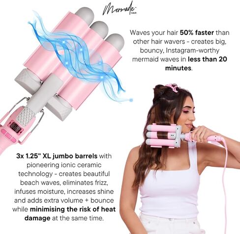Mermade Hair | 0.9" Cutie Pro Waver | Three Barrel Curling Iron for Beach Waves in Saudi Arabia