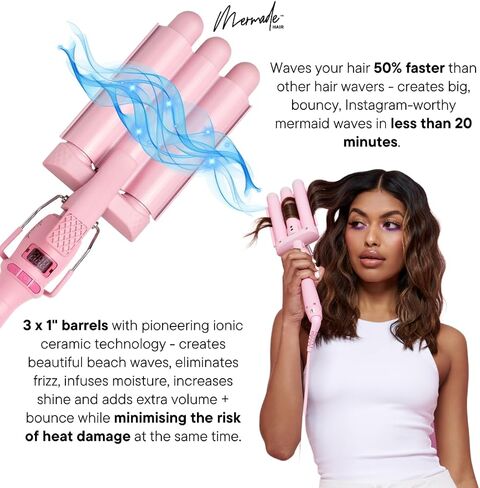 Mermade Hair | 0.9" Cutie Pro Waver | Three Barrel Curling Iron for Beach Waves in Saudi Arabia