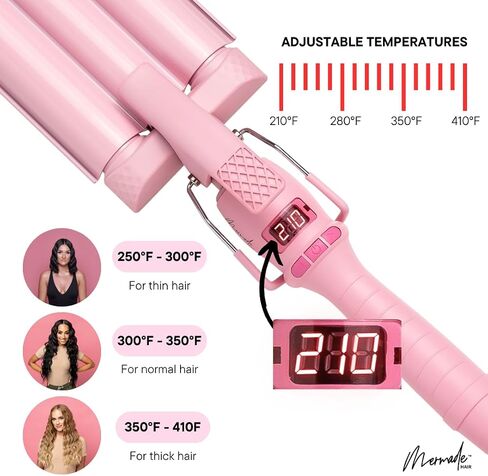 Mermade Hair | 0.9" Cutie Pro Waver | Three Barrel Curling Iron for Beach Waves in Saudi Arabia