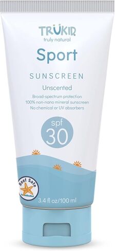 TruKid Eczema SPF 30+ واقي من الشمس - حماية من الأشعة فوق البنفسجية الطويلة والمتوسطة للبشرة الحساسة والمتهيجة، غير معطر، معتمد من NEA للأكزيما، آمن للشعاب المرجانية، صديق للبيئة، غير نانو، 3.4 أونصة in Kuwait