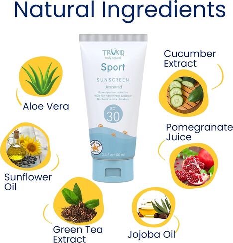 TruKid Eczema SPF 30+ واقي من الشمس - حماية من الأشعة فوق البنفسجية الطويلة والمتوسطة للبشرة الحساسة والمتهيجة، غير معطر، معتمد من NEA للأكزيما، آمن للشعاب المرجانية، صديق للبيئة، غير نانو، 3.4 أونصة in Kuwait
