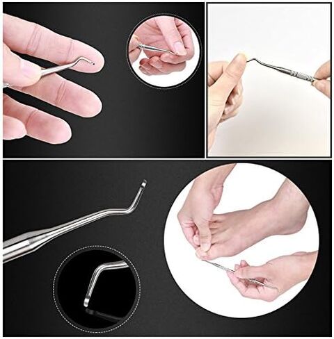 أداة معالجة أظافر القدم الغارزة في الجلد، مبرد إزالة الجلد الميت، مجموعة العناية بالأظافر، مجموعة أدوات العناية بالقدم، أداة دفع شوكة للزوائد اللحمية، منظف أخدود أظافر القدم برأس مزدوج (Life017i) in Kuwait