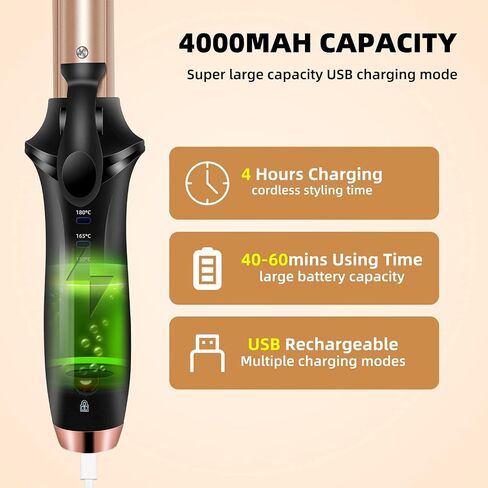 Mini Curling Iron, Cordless Curling Iron, Travel Curling Iron USB Rechargeable Ceramic Curling Wand, Mini Flat Iron with 3 Temp Setting,Hair Curlers for Short Hair,Hair Straightener and Curler 2 in 1 in Saudi Arabia