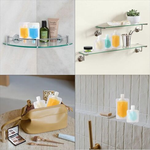 23 Pack Refillable Travel Pouches, Empty Squeeze Pouches 30ml/50ml/100ml, Transparent Leakproof Squeezable Bags, Cosmetic Jars for Shampoo Conditioner Lotion Soap Liquids in Kuwait