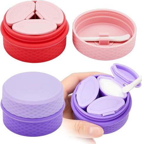 2 Set Travel Containers for Toiletries, Silicone Travel Size Containers with Lid and Spoon, Refillable Leakproof Travel Jars for Creams Travel Accessories Kit for Cosmetic Makeup Dispensers, 2 Colors in Saudi Arabia