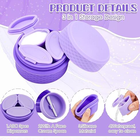 2 Set Travel Containers for Toiletries, Silicone Travel Size Containers with Lid and Spoon, Refillable Leakproof Travel Jars for Creams Travel Accessories Kit for Cosmetic Makeup Dispensers, 2 Colors in Saudi Arabia