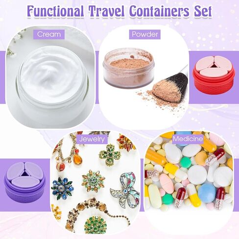 2 Set Travel Containers for Toiletries, Silicone Travel Size Containers with Lid and Spoon, Refillable Leakproof Travel Jars for Creams Travel Accessories Kit for Cosmetic Makeup Dispensers, 2 Colors in Saudi Arabia