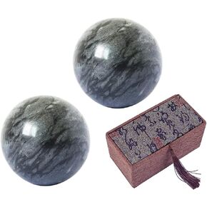 Yepmlrt Dark Gray Baoding Ball, Chinese Health Sports Massage Ball, Used for Decompression Hand Exercise Ball (2 inches in Diameter) Boxed
