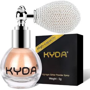 KYDA Highlighter Powder Spray, Glitter High Gloss Spray Shimmer Sparkle Powder Makeup Spray, for Face Body Cosmetic-Light Gold