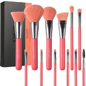 Docolor Makeup Brushes 10Pcs Makeup Brush Set Premium Synthetic Powder Kabuki Foundation Contour Blush Concealer Eye Shadow Blending Liner Make Up Brush Kit - Neon Green