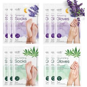 New Epielle Relaxing and Nourishing Lavender Socks and Gloves | Moisturizing and Relaxing Cream & Lotion | 12 Pack | Beauty Gifts | Gift Set for Women| Spa Gift for Women. Mothers Day Gifts in Kuwait